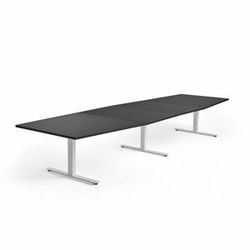 Jednací stůl MODULUS, 4000x1200 mm, T-nohy, bílá podnož, černá