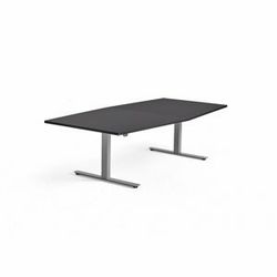 Jednací stůl MODULUS, výškově nastavitelný, 2400x1200 mm, stříbrný rám, černá