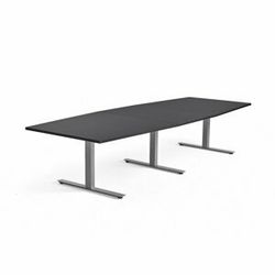 Jednací stůl MODULUS, 3200x1200 mm, T-nohy, stříbrná podnož, černá