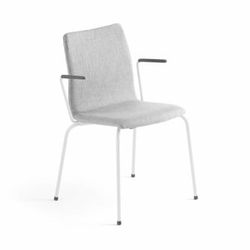 Konferenční židle OTTAWA, s područkami, stříbrně šedý potah, bílá