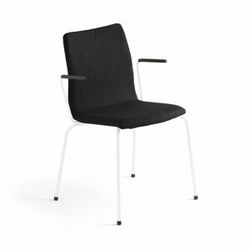 Konferenční židle OTTAWA, s područkami, černý potah, bílá