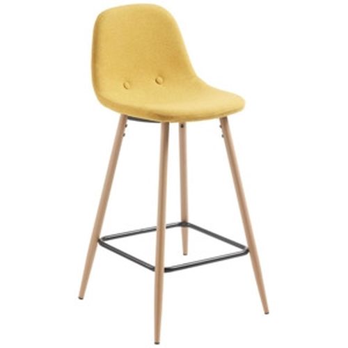Hořčicově žlutá látková barová židle LaForma Nilson 65 cm s kovovou podnoží