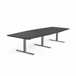Jednací stůl MODULUS, výškově nastavitelný, 3200x1200 mm, stříbrný rám, černá