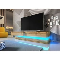 VIVALDI Nástěnná TV komoda FLY 140 s LED osvětlením černý mat/dub