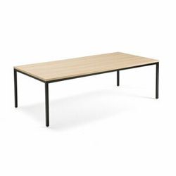 Jednací stůl MODULUS, 2400x1200 mm, pevná výška, černý rám, dub