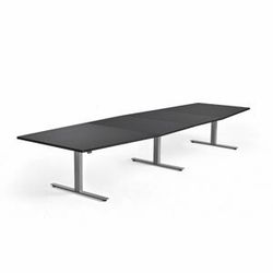 Jednací stůl MODULUS, výškově nastavitelný, 4000x1200 mm, stříbrný rám, černá