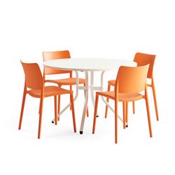 Sestava Various + Rio, 1 stůl a 4 oranžové židle