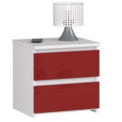 Noční stolek CL2 - bílá/červená lesk