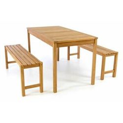 Zahradní set lavic a stolu DIVERO - ošetřené týkové dřevo - 135 c
