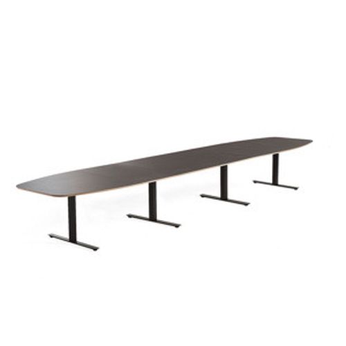 Jednací stůl AUDREY, 5600x1200 mm, černý rám, šedohnědá deska