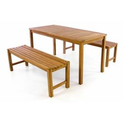Zahradní set lavic a stolu DIVERO - ošetřené týkové dřevo - 150