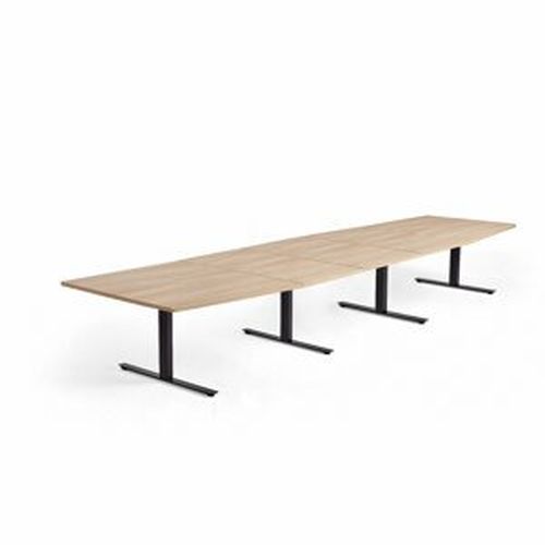 Jednací stůl MODULUS, 4800x1200 mm, T-nohy, černá podnož, dub