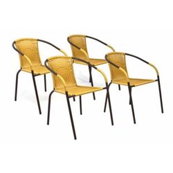 Sada 4 kusů zahradních židlí s výpletem - béžová
