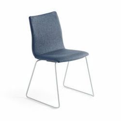 Konferenční židle OTTAWA, ližinová podnož, modrý potah, šedá