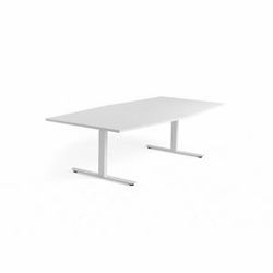 Jednací stůl MODULUS, 2400x1200 mm, T-nohy, bílá podnož, bílá