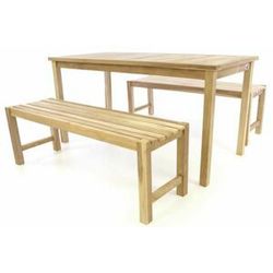 Zahradní set lavic a stolu DIVERO - neošetřené týkové dřevo - 150