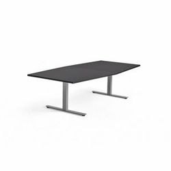 Jednací stůl MODULUS, 2400x1200 mm, T-nohy, stříbrná podnož, černá