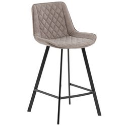 Kave Home Béžová koženková barová židle LaForma Arian 66 cm s kovovou podnoží