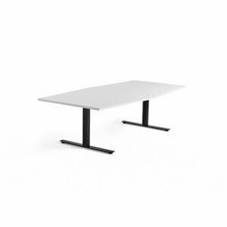 Jednací stůl MODULUS, 2400x1200 mm, T-nohy, černá podnož, bílá