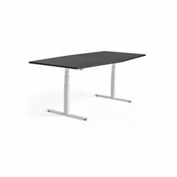 Jednací stůl MODULUS, výškově nastavitelný, 2400x1200 mm, bílý rám, černá