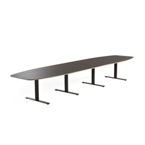 Jednací stůl AUDREY, 4800x1200 mm, černý rám, šedohnědá deska