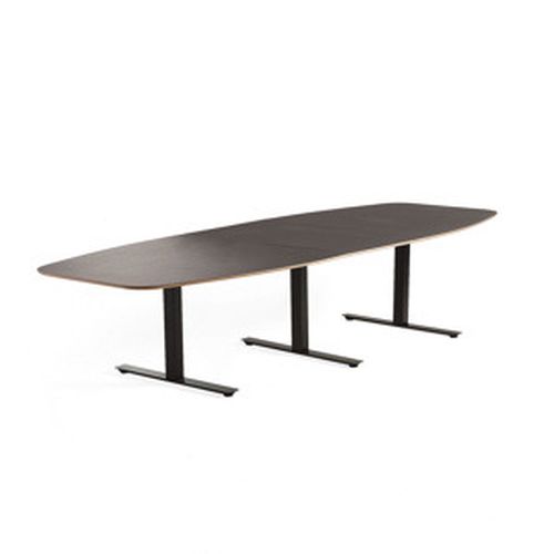 Jednací stůl AUDREY, 3200x1200 mm, černý rám, šedohnědá deska