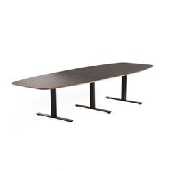 Jednací stůl AUDREY, 3200x1200 mm, černý rám, šedohnědá deska