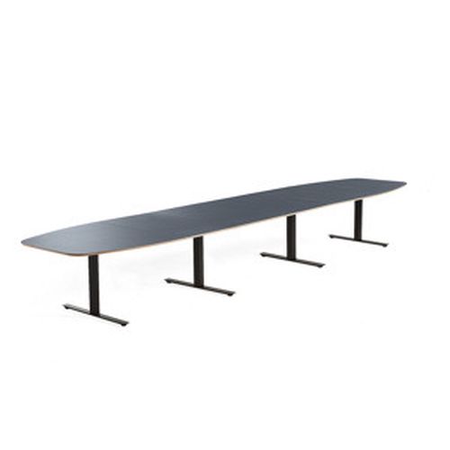 Jednací stůl AUDREY, 5600x1200 mm, černý rám, šedomodrá deska