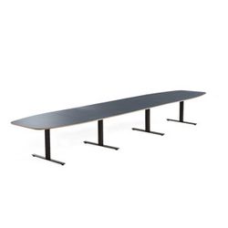 Jednací stůl AUDREY, 5600x1200 mm, černý rám, šedomodrá deska