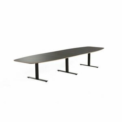 Jednací stůl AUDREY, 4000x1200 mm, černý rám, tmavě šedá deska