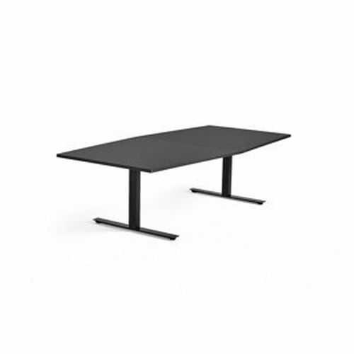 Jednací stůl MODULUS, 2400x1200 mm, T-nohy, černá podnož, černá