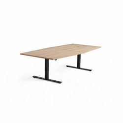 Jednací stůl MODULUS, výškově nastavitelný, 2400x1200 mm, černý rám, dub