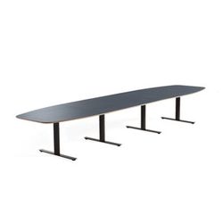 Jednací stůl AUDREY, 4800x1200 mm, černý rám, šedomodrá deska