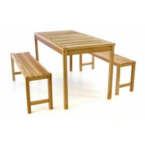 Zahradní set lavic a stolu DIVERO - neošetřené týkové dřevo - 135