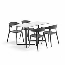 Jídelní set BECKY + CREEK, 2 stoly a 4 antracitově šedé židle