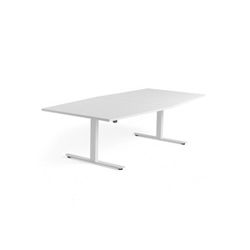 Jednací stůl MODULUS, výškově nastavitelný, 2400x1200 mm, bílý rám, bílá