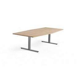 Jednací stůl MODULUS, 2400x1200 mm, T-nohy, stříbrná podnož, dub