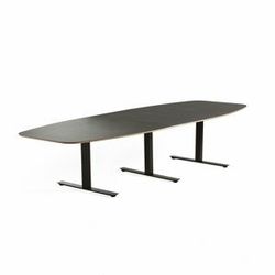 Jednací stůl AUDREY, 3200x1200 mm, černý rám, tmavě šedá deska