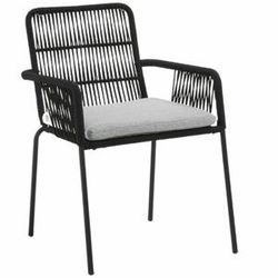 Kave Home Černá pletená zahradní židle LaForma Samt s kovovou podnoží