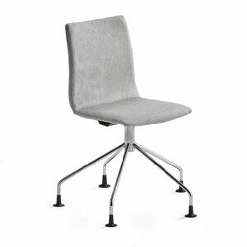 Konferenční židle OTTAWA, podnož pavouk, stříbrně šedý potah, chrom