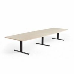 Jednací stůl MODULUS, 4000x1200 mm, T-nohy, černá podnož, bříza