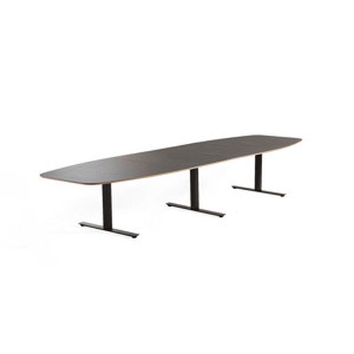 Jednací stůl AUDREY, 4000x1200 mm, černý rám, šedohnědá deska