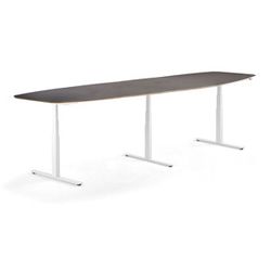Jednací stůl AUDREY, výškově nastavitelný, 4000x1200 mm, bílý rám, šedohnědá deska