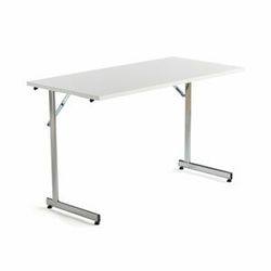 Skládací stůl CLAIRE, 1200x600 mm, bílá, chrom