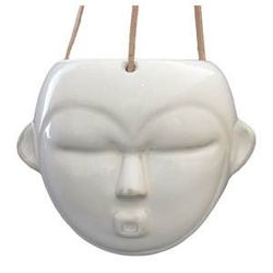 Bílý závěsný květináč PT LIVING Mask, výška 15,2 cm