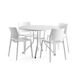 Sestava Various + Rio, 1 stůl a 4 bílé židle