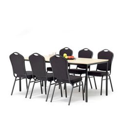 Jídelní sestava JAMIE + CHICAGO, stůl 1800x800 mm, bříza + 6 židlí, černá/černý potah