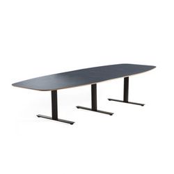 Jednací stůl AUDREY, 3200x1200 mm, černý rám, šedomodrá deska