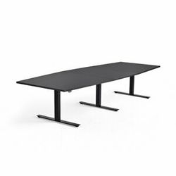 Jednací stůl MODULUS, výškově nastavitelný, 3200x1200 mm, černý rám, černá