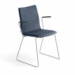 Konferenční židle OTTAWA, s područkami, ližinová podnož, modrý potah, šedá